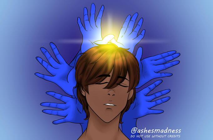 Blue hands and star with oc Drawing
